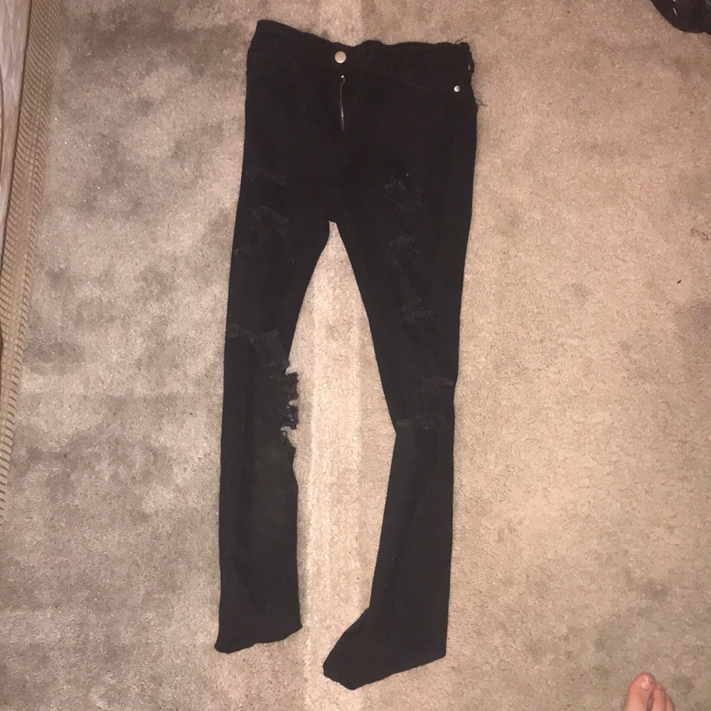 Black, ripped pants